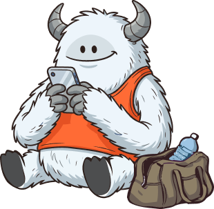 Athios mascot checking their phone