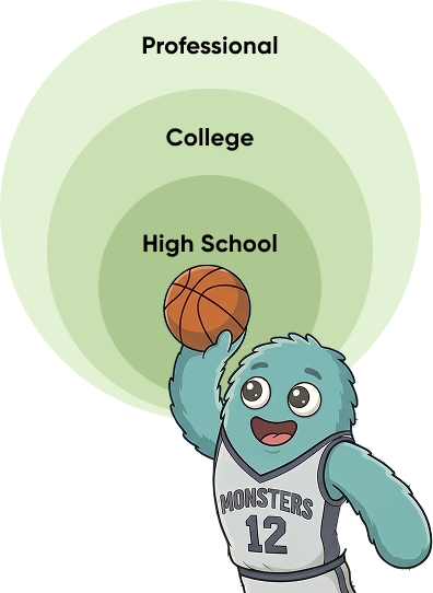 Concentric tiers: Professional, College and High School