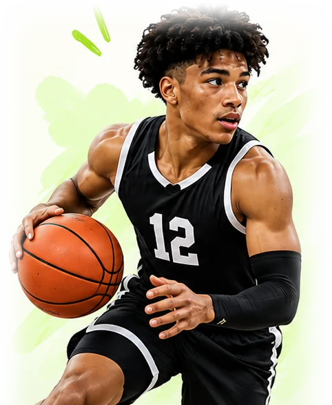 College basketball athlete in an Athios jersey ready for an NIL brand deal